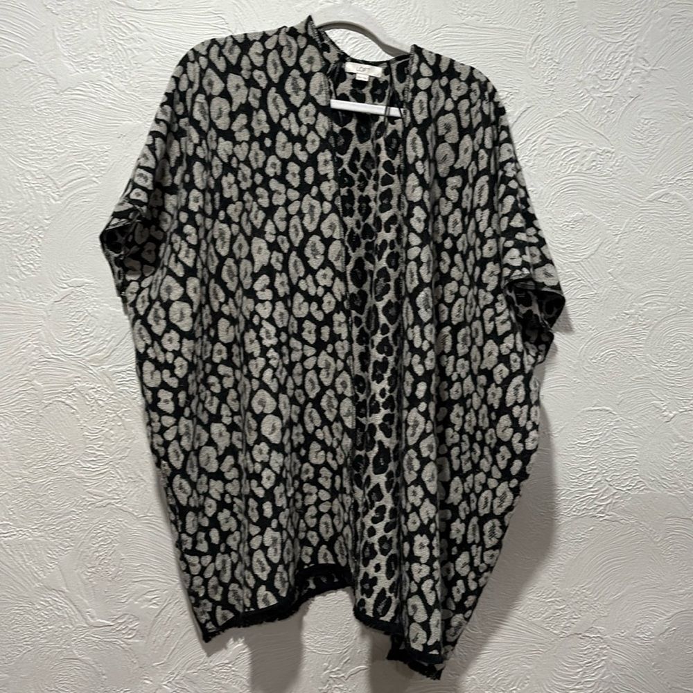 LOFT Leopard Print Reversible Open Front Cardigan Poncho Size XS/S